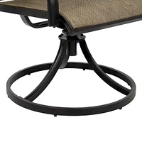 High-Back Swivel Patio Chairs - Sling Outdoor Dining Chairs Set of 2 - For Patio or Deck - Brown