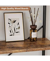 gaomon Bookshelf Industrial Bookcase Wooden Storage Open Rack Shelf with Metal Frame