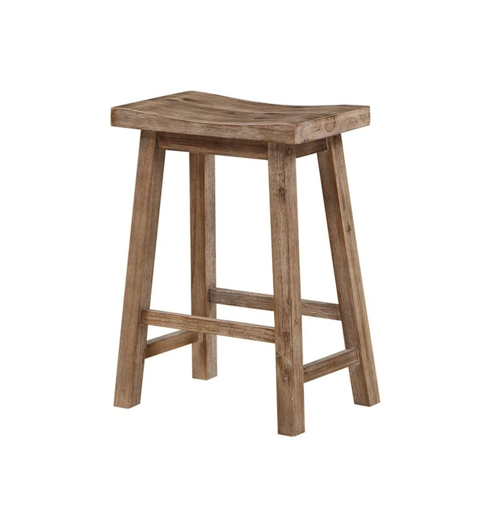 Slickblue Wooden Frame Saddle Seat Counter Stool with Angled Legs for Modern Rustic Decor