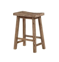 Slickblue Wooden Frame Saddle Seat Counter Stool with Angled Legs for Modern Rustic Decor