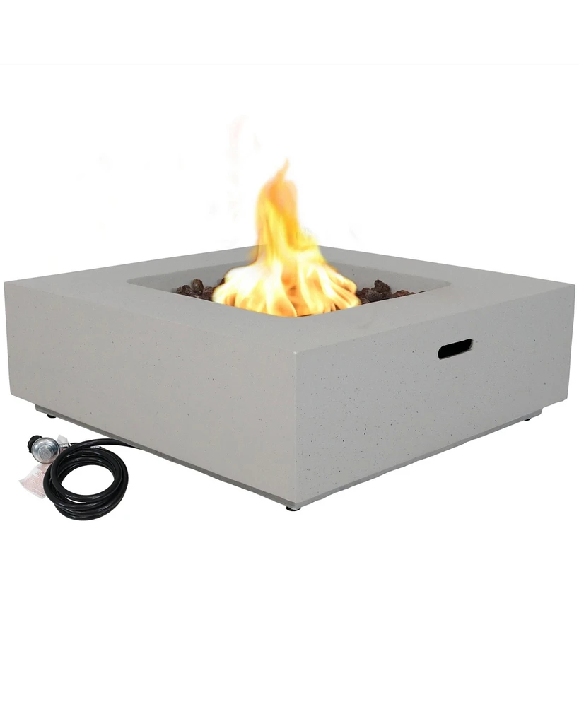 Contempo 34-Inch Square Propane Gas Fire Pit Bowl - Includes Weather Resistant Durable Cover and Lava Rocks