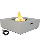 Sunnydaze Decor Contempo 34-Inch Square Propane Gas Fire Pit Bowl - Includes Weather Resistant Durable Cover and Lava Rocks