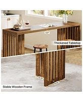 Tribesigns Bar Table, 63-Inch Counter Height Pub Table, Industrial Bar Height Table, Rectangular High Top Kitchen & Dining Counter Tables with Louvere