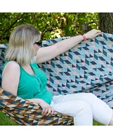 Double Jacquard Hammock - Large 2-Person for the Backyard or Patio Polyester Outdoor Geometric Jumble