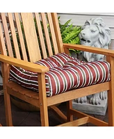 Sunnydaze Decor 20-Inch Square Tufted Indoor/Outdoor Patio Cushions - Set of 2 Classic Red Stripe