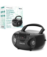 Philco Wired Bluetooth Boombox with Cd & Cassette Player Cassette Recorder, Bluetooth Audio MP3/Wma/Cd-r/Cd-rw Compatible, Fm Radio, Aux & jack