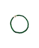 seree Clara — Pearl and green chalcedony beaded bracelet