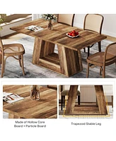 Tribesigns Dining Table for 4 to 6 People, 63" Rectangular Dining Room Table, Modern Wooden Faux Marble Dinner Table with Sturdy Base for Kitchen