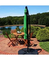 Sunnydaze Decor Outdoor Cantilever Offset Patio Umbrella - Outside Waterproof Polyester Shade Steel Pole Air Vent, Cross Base and Crank