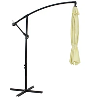 Outdoor Cantilever Offset Patio Umbrella - Outside Waterproof Polyester Shade Steel Pole Air Vent, Cross Base and Crank Deck, Backyard Pool