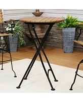 28" Round European Chestnut Wood Bar Height Folding Table - For Indoor or Outdoor Use