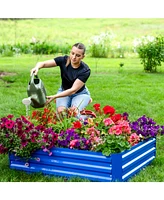 Sunnydaze Decor 4 x ft Galvanized Steel Rectangular Raised Garden Bed - For Flowers, Plants