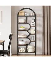 gaomon Bookshelf 6 Tier Arched Bookcase 81.7in Tall Display Racks Geometric Open Storage Shelf