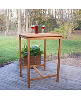 2-Person Solid Teak Wood Square Patio Bar Table - For Indoor or Outdoor Use - 31" Square x 43.5" H