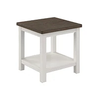 Slickblue Square End Table with Open Bottom Shelf and Brown Top Stylish and Practical Storage for Living Room or Bedroom