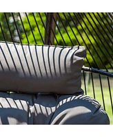 Andrei Double Hanging Egg Chair with Stand - 2-Person Outdoor Egg Chair - Includes Steel Stand and Cushion - Dark Gray