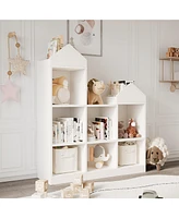 gaomon 7-Cubby Kids Bookshelf Wooden Toy Storage Organizer Bookcase