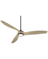 Casa Vieja 60" La Jolla Surf Farmhouse Rustic Country Indoor Ceiling Fan 3 Blade Led Light Remote Control Matte Black Finish Oak Finish Blades Bedroom