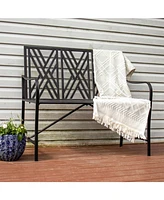 Sunnydaze Decor 2-Person Outdoor Garden Bench - Geometric Lattice Iron Patio Bench - Black - 42" W