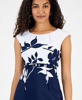 Connected Women's Scuba-Crepe Cap-Sleeve Sheath Dress