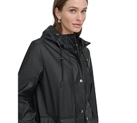 Dkny Petite Hooded Zip-Front Water-Resistant Raincoat