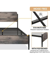 gaomon Queen Bed Frame with Wooden Headboard and Footboard,Metal Queen Size Bed Frame