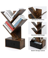 gaomon 4 Tier Tree Bookshelf with Storage Drawer
