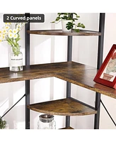 gaomon 5-Tiers Corner Bookshelf with Metal Frame