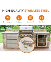 gaomon 16" W x 21" H x 23" D Outdoor Kitchen Drawers with Paper Towel Holder, Stainless Steel Outdoor Kitchen Drawers, 3-Layer Flush Mount Bbq Drawers