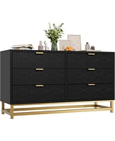 gaomon 6 Drawer Dresser for Bedroom, 53.5” Large Dresser with Metal Legs, Modern Dresser Chest Organizer with Wide Storage