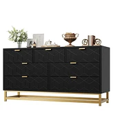 gaomon Dresser for Bedroom, 53.5” Dresser Organizer, 7 Drawer Dresser with Golden Metal Handle and Legs, Modern Chest of Drawers