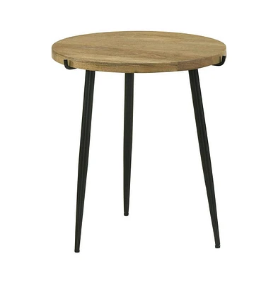 Slickblue Side End Table with Round Mango Wood Top and Iron Tripod Legs for Stylish and Durable Decor