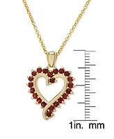 Garnet Open Heart 18" Pendant Necklace (1-1/10 ct. t.w.) in Gold-Plated Sterling Silver