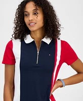 Tommy Hilfiger Women's Colorblocked Quarter-Zip Polo Shirt