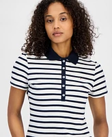 Tommy Hilfiger Women's Striped Short-Sleeve Polo Shirt