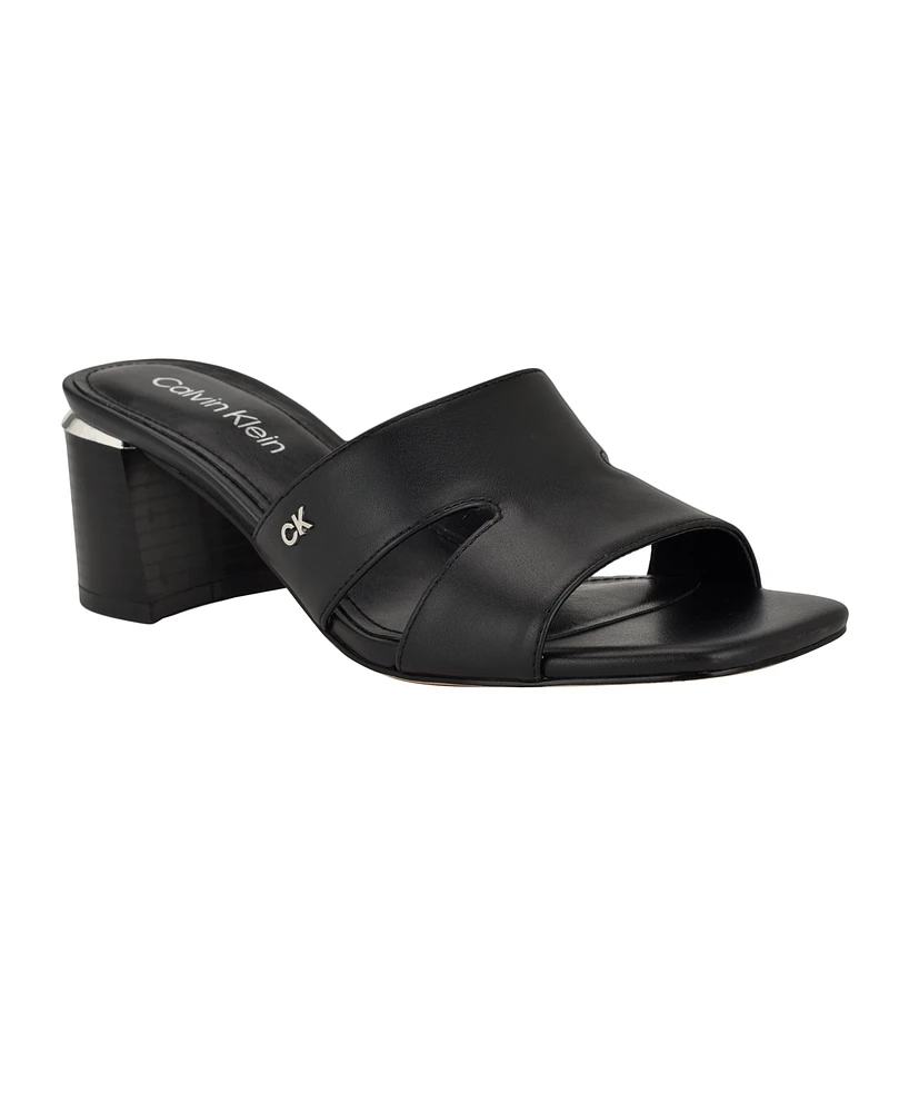 Calvin Klein Women's Valery Logo Block Heel Slide Sandals