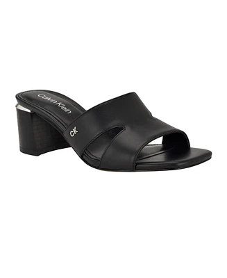 Calvin Klein Women's Valery Logo Block Heel Slide Sandals