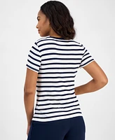 Nautica Jeans Women's Striped Button-Trim Polo Shirt