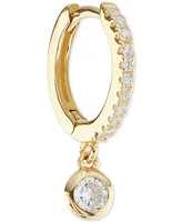 Cubic Zirconia Charm Huggie Hoop Earrings (3/8 ct. t.w.) in 14k Gold over Sterling Silver