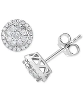 Diamond Cluster Round Stud Earrings (1/2 ct. t.w.) in 10k White Gold