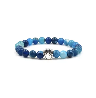 Hollywood Sensation PawZee Azure Agate Paw Print Charm Bracelet