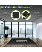 ProsourceFit Exercise Puzzle Mat 1/2-in, Blue, Sq Ft