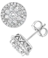 Diamond Cluster Round Stud Earrings (1 ct. t.w.) in 14k White Gold