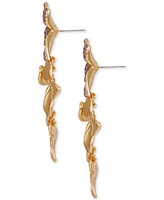 Guess Gold-Tone Color Pave Flower Drop Earrings