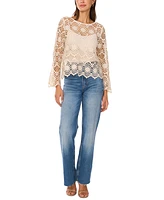 Vince Camuto Women's Lace Boat-Neck Flare-Sleeve Top