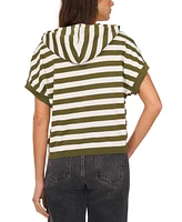 Vince Camuto Women's Striped Short-Sleeve Sweater Hoodie