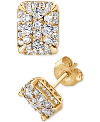 Diamond Cluster Stud Earrings (1/2 ct. t.w.) in 14k Yellow Gold