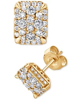 Diamond Cluster Stud Earrings (1/2 ct. t.w.) in 14k Yellow Gold