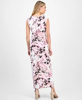 Connected Petite Embellished Floral V-Neck Maxi Dress