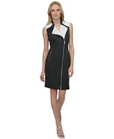 Dkny Women's Colorblocked Sleeveless Moto Dress